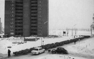 Hochhaus in der Planie im November 1973.